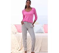Pyjama VIVANCE DREAMS, Damen, Gr. 32/34, pink (pink, meliert), Single Jersey, Obermaterial: 90% Viskose, 10% Polyester. Unterteil: 100% Baumwolle, meliert, Basic, Basic schmal lang, Rundhals, Langarm,