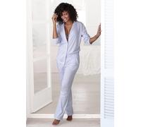 Pyjama VIVANCE DREAMS Gr. 36/38, blau (blau, weiß) Damen Homewear-Sets Pyjamas mit feinem Muster (92984625-36)