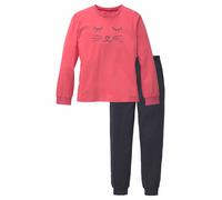Pyjama VIVANCE, Mädchen, Gr. 122/128, schwarz (hummer, anthrazit, meliert), Jersey, Obermaterial: 100% Baumwolle, bedruckt, Basic, lässig geschnitten, Rundhals, angesetztes Bündchen, Homewear-Sets Pyj