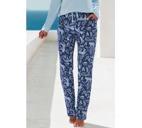 Pyjamahose, Damen, Gr. 36/38, N-Gr, blau, Single Jersey, Obermaterial: 50% Baumwolle, 50% Viskose, VIVANCE DREAMS BY LASCANA, Basic, Basic hüftlang, Hosen Pyjamahose, mit Eingrifftaschen (16449967-36)