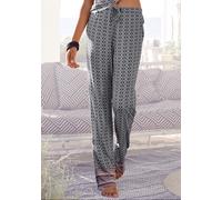 Schlafhose VIVANCE DREAMS, Damen, Gr. 40/42, N-Gr, braun (braun bedruckt), Single Jersey, Obermaterial: 100% Viskose, bedruckt, bequem lang, Hosen Schlafhose, in schönem Ethno-Design (61421269-40) bra
