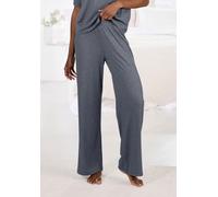 Pyjamahose VIVANCE DREAMS, Damen, Gr. 40/42, N-Gr, grau (anthrazit), Rippstrick, Obermaterial: 63% Polyester, 33% Viskose, 4% Elasthan, unifarben, Basic, loose fit lang, Hosen Pyjamahose, in weicher R