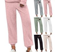 Pyjamahose Damen Lang Flauschig, Freizeithose Damen Große Größen Thermohose Winter Gefüttert Haushose Baggy Kuschelhose Kuschelig Fleecehose Stretch Loungehose Warm Schlafhose Einfarbig Relaxhose