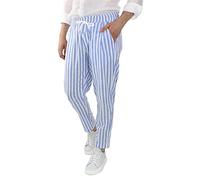 Pyjamahose Herren Gestreifte Hose Sommer Leinenhose Baumwolle Leicht Straight-Leg-Hosen Gummizug mit Tunnelzug Casual Strandhose Bequeme Pyjama/Lounge Hose Gerade Solide Farbe Sporthose