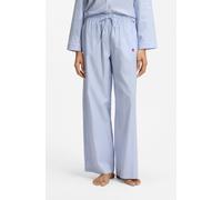Pyjamahose HUGO UNDERWEAR "DREEM", Damen, Gr. L, N-Gr, blau (open blau 470), Web, Obermaterial: 58% Baumwolle, 42% Viskose, gestreift, normal lang, Hosen Pyjamahose, aus Baumwoll-Mix mit Herz-Logo (42