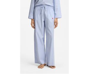 Pyjamahose HUGO UNDERWEAR "DREEM", Damen, Gr. S, N-Gr, blau (open blau 470), Web, Obermaterial: 58% Baumwolle, 42% Viskose, gestreift, normal lang, Hosen Pyjamahose, aus Baumwoll-Mix mit Herz-Logo (42