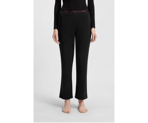 Pyjamahose HUGO UNDERWEAR "ID", Damen, Gr. S, N-Gr, schwarz 001, Jersey, Obermaterial: 95% Baumwolle, 5% Elasthan, lang, Hosen Pyjamahose, Sichtbarer Elastikbund, gerades Bein (70813736-S) schwarz 001