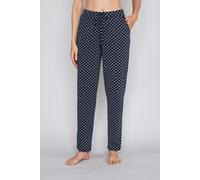 Pyjamahose JOOP "Cosy", Damen, Gr. 34, N-Gr, blau (navy aop), Obermaterial: 95% Baumwolle, 5% Elasthan, gemustert, bequem lang, Hosen Pyjamahose, mit Tunnelzug und Bindeband, Cornflower-Allover (94152