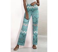 Pyjamahose LASCANA, Damen, Gr. 32/34, N-Gr, blau (allover, türkis), Single Jersey, Obermaterial: 95% Viskose, 5% Elasthan, bedruckt, gemustert, Basic, bequem lang, Hosen Pyjamahose, mit grafischem Zic