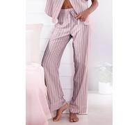 Pyjamahose LASCANA, Damen, Gr. 34, N-Gr, rosa (altrosa gestreift), Web, Obermaterial: 100% Viskose, gestreift, Basic, lässig geschnitten lang, Hosen Pyjamahose, in weiter Form (33030661-34) altrosa ge