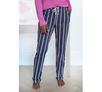 Pyjamahose LASCANA, Damen, Gr. 40/42, N-Gr, grau (anthrazit gestreift), Single Jersey, Obermaterial: 50% Baumwolle, 50% Viskose, gestreift, Basic, Basic lang, Hosen Pyjamahose, mit Druck (12009602-40)