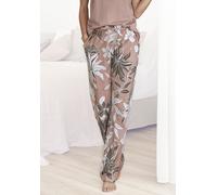 Schlafhose LASCANA, Damen, Gr. 44/46, N-Gr, rosa (allover, geblümt, altrosa), Single Jersey, Obermaterial: 50% Baumwolle, 50% Viskose, geblümt, bequem knöchellang, Hosen Schlafhose, mit floralem Druck
