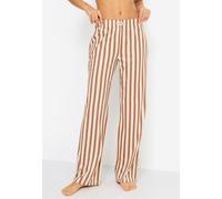 Pyjamahose LSCN BY LASCANA, Damen, Gr. 36/38, N-Gr, braun, roségold, gestreift, Single Jersey, Obermaterial: 50% Baumwolle, 50% Viskose, gestreift, mehrfarbig, weit lang, Hosen Pyjamahose, mit weitem