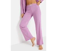 Pyjamahose LSCN BY LASCANA, Damen, Gr. 36/38, N-Gr, rosa (lila, gestreift), Single Jersey, Obermaterial: 50% Baumwolle, 50% Viskose, bequem lang, Hosen Pyjamahose, mit weitem Bein (74790514-36) lila,