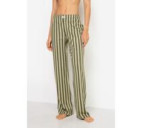 Pyjamahose LSCN BY LASCANA, Damen, Gr. 48/50, N-Gr, dunkelgrün, gold, gestreift, Single Jersey, Obermaterial: 50% Baumwolle, 50% Viskose, gestreift, mehrfarbig, weit lang, Hosen Pyjamahose, mit weitem