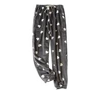 Pyjamahose Nachtwäsche,Kuschelige Fleece-Pyjamahose Für Damen Mit Herz-Print, Warm, Weich, Flanell-Pyjama, Flauschige Lounge-Hose Aus Plüsch, Winter-Pyjama-Hose, Home-Hose, Lounge-Hose, Nachtwäsc