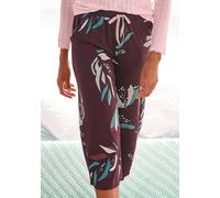 Pyjamahose S.OLIVER, Damen, Gr. 32/34, N-Gr, rot (bordeaux, geblümt), Single Jersey, Obermaterial: 50% Baumwolle, 50% Viskose, geblümt, bequem ca. Mitte Wade, Hosen Pyjamahose, mit Allover-Druck (7259