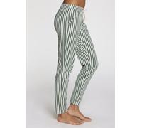 s.Oliver Pyjamahose Damen 44/46 Grün-Weiß gestreift – Single Jersey, 50% Baumwolle/50% Viskose