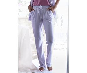 Pyjamahose S.OLIVER, Damen, Gr. 44/46, N-Gr, rot (bordeaux, gestreift), Single Jersey, Obermaterial: 50% Baumwolle, 50% Viskose, gestreift, bequem lang, Hosen Pyjamahose, mit seitlichen Eingrifftasche