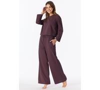 Pyjamahose SCHIESSER "Mix + Relax", Damen, Gr. 34, N-Gr, braun (325, kakaobraun), Single Jersey, Obermaterial: 100% Baumwolle, bequem lang, Hosen Pyjamahose, seitliche Taschen, weites Bein, Baumwolle,
