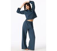 Pyjamahose SCHIESSER "Mix + Relax", Damen, Gr. 38, N-Gr, 860, tiefblau, Single Jersey, Obermaterial: 100% Baumwolle, bequem lang, Hosen Pyjamahose, seitliche Taschen, weites Bein, Baumwolle, Bindekord