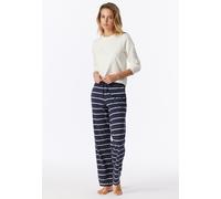 Pyjamahose SCHIESSER "Mix + Relax", Damen, Gr. 38, N-Gr, blau (913, multicolor 2), Single Jersey, Obermaterial: 95% Baumwolle, 5% Elasthan, lang, Hosen Pyjamahose, Cotton-Mix, Gummizug, Bindeband, sei