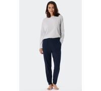 Pyjamahose SCHIESSER "Mix + Relax", Damen, Gr. 40, N-Gr, blau (803, dunkelblau), Single Jersey, Obermaterial: 95% Baumwolle, 5% Elasthan, bequem lang, Hosen Pyjamahose, Single-Jersey-Qualität, bequem
