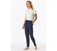 Pyjamahose SCHIESSER "Mix + Relax", Damen, Gr. 48, N-Gr, blau (904, multicolor 1), Single Jersey, Obermaterial: 95% Baumwolle, 5% Elasthan, lang, Hosen Pyjamahose, Cotton-Mix, Gummizug, Bindeband, sei