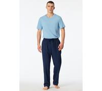 Pyjamahose SCHIESSER "Mix + Relax", Damen, Gr. 52, N-Gr, blau (815, blau), Web, Obermaterial: 54% Baumwolle, 45% Viskose, 1% Elasthan, bequem lang, Hosen Pyjamahose, mit seitlichen Eingrifftaschen, Bi