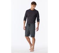 Pyjamahose SCHIESSER "Mix + Relax", Damen, Gr. 54, N-Gr, schwarz (845, eisblau), Single Jersey, Obermaterial: 100% Baumwolle, bequem kniefrei, Hosen Pyjamahose, mit seitlichen Taschen, Single-Jersey Q