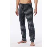 Pyjamahose SCHIESSER "Mix + Relax", Damen, Gr. 56, N-Gr, schwarz-weiß (845, blau), Single Jersey, Obermaterial: 100% Baumwolle, lang, Hosen Pyjamahose, gestreift, seitliche Taschen, Bindekordel (17204