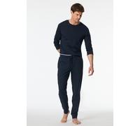 Pyjamahose SCHIESSER "Mix+Relax", Herren, Gr. 52, N-Gr, 804, nachtblau, Single Jersey, Obermaterial: 100% Baumwolle, lang, Hosen Pyjamahose, Reine Baumwolle, seitliche Taschen, Bindeband (38537540-52)