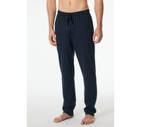 Pyjamahose SCHIESSER "Mix + Relax", Herren, Gr. 52, N-Gr, blau (804, blau), Single Jersey, Obermaterial: 100% Baumwolle, lang, Hosen Pyjamahose, gestreift, seitliche Taschen, Bindekordel (70019541-52)
