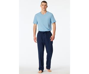 Pyjamahose SCHIESSER "Mix + Relax", Herren, Gr. 58, N-Gr, 815, blau, Web, Obermaterial: 54% Baumwolle, 45% Viskose, 1% Elasthan, bequem lang, Hosen Pyjamahose, mit seitlichen Eingrifftaschen, Bindeban