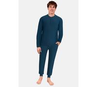 Pyjamahose TOM TAILOR, Herren, Gr. 50, N-Gr, blau (blau, mittel, uni), Single Jersey, Obermaterial: 100% Baumwolle, lang, Hosen Pyjamahose (98732840-50) blau, mittel, uni