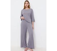 Pyjamahose TRIUMPH "Aura Spotlight Trousers", Damen, Gr. 46, N-Gr, grau (grau shadow), Single Jersey, Obermaterial: 94% Modal, 6% Elasthan, bequem lang, Hosen Pyjamahose, weiches Stretchmaterial, atmu