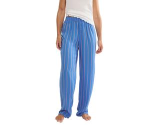 Pyjamahose TRIUMPH "Mix & Match Trousers Viscose 01", Damen, Gr. 44, N-Gr, blau combination, Web, Obermaterial: 100% Viskose, bequem lang, Hosen Pyjamahose, Gummizug, gestreift, leicht (84463245-44) b
