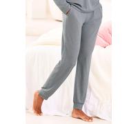 Pyjamahose VIVANCE DREAMS, Damen, Gr. 36/38, N-Gr, grau, Rippstrick, Obermaterial: 63% Polyester, 33% Viskose, 4% Elasthan, unifarben, Basic, bequem lang, Hosen Pyjamahose, in weicher Rippqualität (89