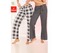 Pyjamahose VIVANCE DREAMS, Damen, Gr. 40/42, N-Gr, schwarz, weiß, gemustert, Single Jersey, Obermaterial: 100% Baumwolle, gemustert, Basic, ausgestellt lang, Hosen Pyjamahose, mit Karos oder Streifen 