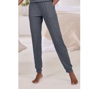 Pyjamahose VIVANCE DREAMS, Damen, Gr. 44/46, N-Gr, grau (anthrazit), Rippstrick, Obermaterial: 63% Polyester, 33% Viskose, 4% Elasthan, unifarben, Basic, bequem lang, Hosen Pyjamahose, in weicher Ripp