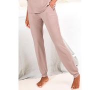Pyjamahose VIVANCE DREAMS, Damen, Gr. 44/46, N-Gr, rosa (altrosa), Rippstrick, Obermaterial: 63% Polyester, 33% Viskose, 4% Elasthan, unifarben, Basic, bequem lang, Hosen Pyjamahose, in weicher Rippqu