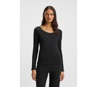 BOSS Pyjama-Oberteil aus Baumwoll-Mix mit Waffelstruktur - Style Cosy Waffle_LS-Shirt, 50557175 Schwarz M