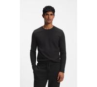 Pyjamaoberteil BOSS "WaffleAOP", Herren, Gr. M, schwarz (schwarz 002), Jersey, Obermaterial: 60% Baumwolle, 40% Polyester, unifarben, regular fit normal, Rundhals, Shirts, aus Baumwoll-Mix mit Waffels