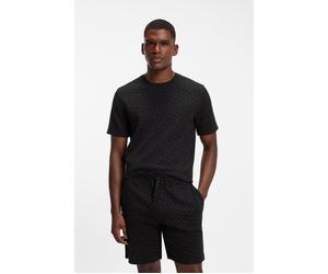Pyjamaoberteil BOSS "WaffleAOP", Herren, Gr. XXL, schwarz (schwarz 002), Jersey, Obermaterial: 60% Baumwolle, 40% Polyester, unifarben, regular fit normal, Rundhals, Shirts, aus Baumwoll-Mix mit Waffe