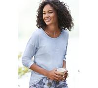 Pyjamaoberteil, Damen, Gr. 32/34, blau (hellblau), Single Jersey, Obermaterial: 50% Baumwolle, 50% Viskose, VIVANCE DREAMS BY LASCANA, bedruckt, unifarben, Basic, loose fit hüftlang, Rundhals, Shirts,
