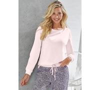 Pyjamaoberteil VIVANCE DREAMS, Damen, Gr. 32/34, rosa (hellrosa), Single Jersey, Obermaterial: 100% Baumwolle, unifarben, comfort fit hüftlang, Rundhals, angesetztes Bündchen, Shirts, mit Rippbündchen