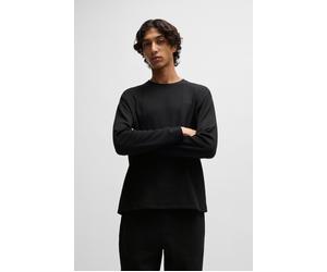 Pyjamaoberteil HUGO UNDERWEAR "Austin LS Shirt", Herren, Gr. S, schwarz (schwarz 001), Obermaterial: 60% Baumwolle, 40% Polyester, regular fit, Rundhals, Shirts (16940042-S) schwarz 001