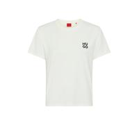 Pyjamaoberteil HUGO UNDERWEAR, Damen, Gr. L, open weiß 110, Jersey, Obermaterial: 60% Modal, 32% Baumwolle, 8% Elasthan, regular fit, Rundhals, Shirts, aus Stretch-Jersey mit Logo-Artwork, Rundhals, r