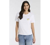 Pyjamaoberteil HUGO UNDERWEAR, Damen, Gr. L, weiß 100, Jersey, Obermaterial: 60% Modal, 32% Baumwolle, 8% Elasthan, regular fit, Rundhals, Shirts, aus Stretch-Jersey mit Logo-Artwork, Rundhals, regula
