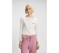 Pyjamaoberteil HUGO UNDERWEAR, Damen, Gr. XS, natural 103, Jersey, Obermaterial: 60% Modal, 32% Baumwolle, 8% Elasthan, regular fit, Rundhals, Shirts Pyjamaoberteil, aus Stretch-Jersey mit Logo-Artwor